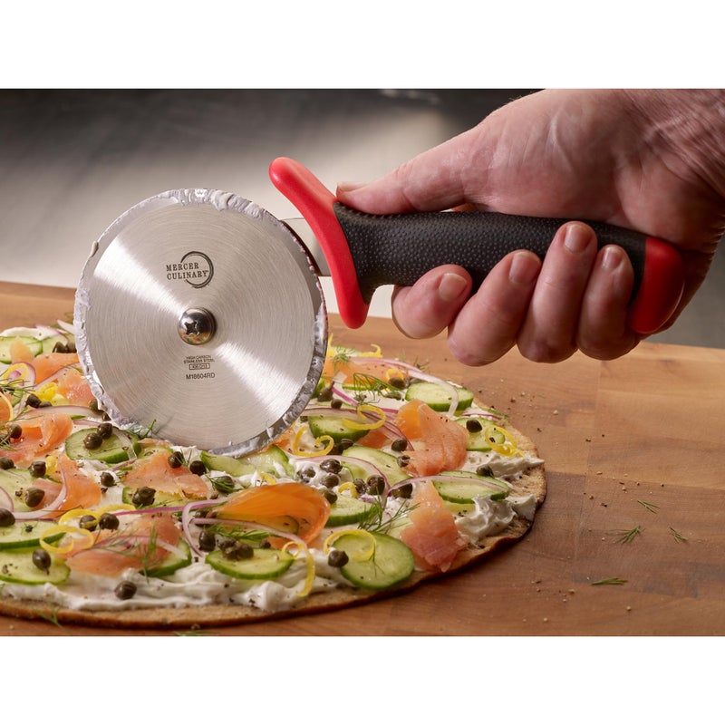 Mercer Culinary Millennia Pizza Cutter with Red Handle, 4 Inch Wheel, Stainless Steel - Image 5